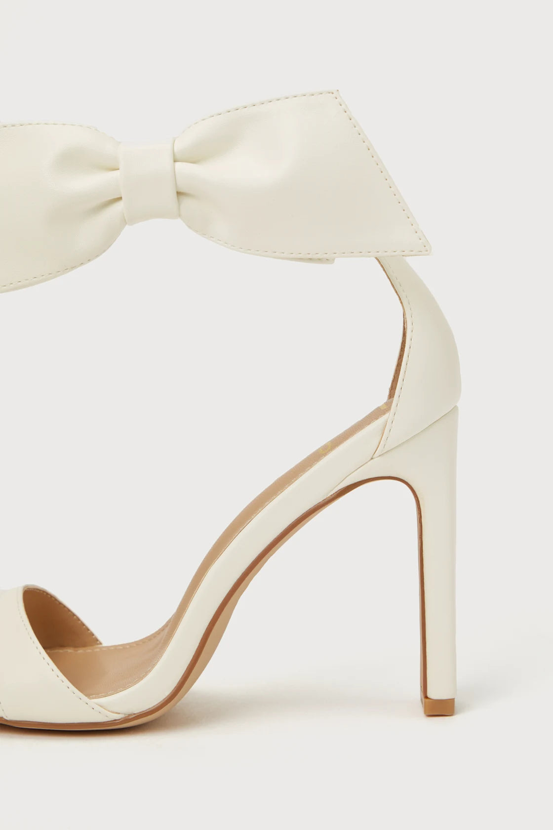 Mina-White Bow Ankle Strap High Heel Sandals